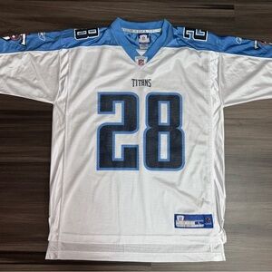 Reebok Chris Johnson #28 Tennessee Titans NFL Equipment Away Jersey Men’s Large